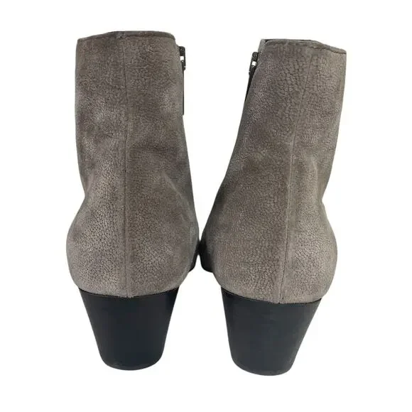 Aquatalia Suede Heeled Zip Ankle Boots Taupe Made in Italy Size US 10 - Picture 8 of 13